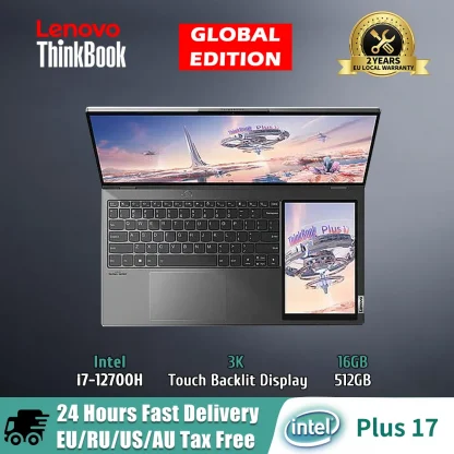 Lenovo ThinkBook Plus 17 - 12th Gen Intel i7, 16GB RAM, 512GB SSD, 17.3" 3K Touch Display, 120Hz Product Image #27122 With The Dimensions of 1000 Width x 1000 Height Pixels. The Product Is Located In The Category Names Computer & Office → Laptops
