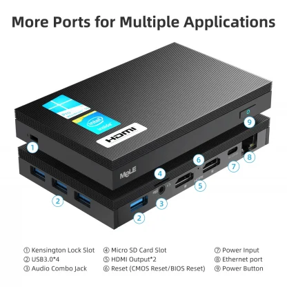 MeLE Fanless Mini PC - Intel Celeron J4125, 8GB RAM, 128GB eMMC, Windows 11 Pro, Industrial Computer with Linux Support, Unlocked BIOS Product Image #12912 With The Dimensions of 1600 Width x 1600 Height Pixels. The Product Is Located In The Category Names Computer & Office → Mini PC