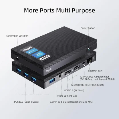 MeLE Fanless Mini PC - Windows 11 Pro, Intel Celeron J4125, 8GB RAM, 128GB Storage, Industrial Computer with Linux Support and Auto Power On PXE Product Image #12627 With The Dimensions of 1500 Width x 1500 Height Pixels. The Product Is Located In The Category Names Computer & Office → Mini PC