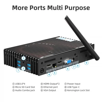 MeLE Triple 4K Display Mini PC - Intel Celeron J4125 Quad Core, 8GB DDR4, 128GB eMMC, 2xHDMI, 1xVGA, 4xUSB 3.0 - Small Gaming Computador Product Image #12899 With The Dimensions of 1600 Width x 1600 Height Pixels. The Product Is Located In The Category Names Computer & Office → Mini PC