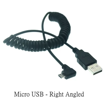 Micro USB 90-Degree Right Angle to USB Male Spring Retractable Cable - 1m Product Image #6134 With The Dimensions of 800 Width x 800 Height Pixels. The Product Is Located In The Category Names Computer & Office → Computer Cables & Connectors