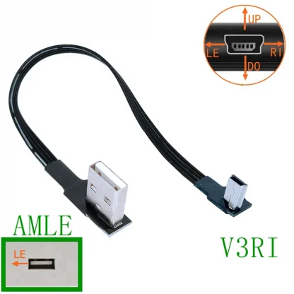 Mini USB B 5pin Male to USB 2.0 Male Data Cable - 90 Degree Angled (UP Down Left Right) Product Image #2510 With The Dimensions of 1000 Width x 1000 Height Pixels. The Product Is Located In The Category Names Computer & Office → Computer Cables & Connectors