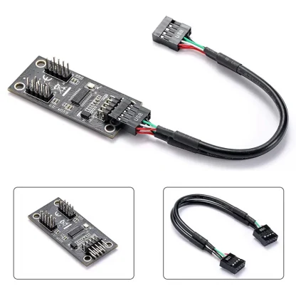 USB2.0 9Pin to Dual 9Pin Hub Adapter - Riser Motherboard USB 9Pin Header Connector with 1 to 2 Extension Cable Product Image #25138 With The Dimensions of 800 Width x 800 Height Pixels. The Product Is Located In The Category Names Computer & Office → Computer Cables & Connectors