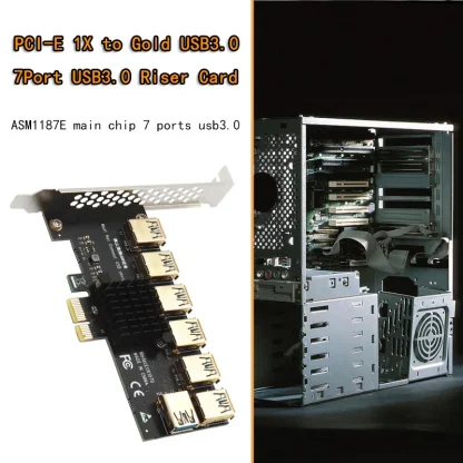 PCIE 1 to 7 Gold USB 3.0 PCI-E Riser Card - 1x to 16x Multiplier Hub Adapter for Bitcoin Mining BTC Devices Product Image #24065 With The Dimensions of 800 Width x 800 Height Pixels. The Product Is Located In The Category Names Computer & Office → Computer Cables & Connectors