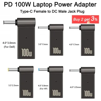100W USB Type-C Female to DC Male Jack Plug Converter for Acer, Samsung, Lenovo Laptop Power Charger Product Image #19217 With The Dimensions of  Width x  Height Pixels. The Product Is Located In The Category Names Computer & Office → Computer Cables & Connectors