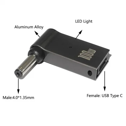100W USB Type-C Female to DC Male Jack Plug Converter for Acer, Samsung, Lenovo Laptop Power Charger Product Image #19223 With The Dimensions of 1001 Width x 1001 Height Pixels. The Product Is Located In The Category Names Computer & Office → Computer Cables & Connectors