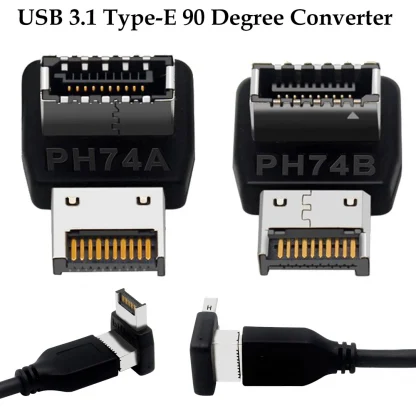 Enhance your motherboard setup with the PH74A/PH74B Front USB C Header Adapter – USB 3.1 Type E, 90 Degree Steering Converter for Efficient Internal Connectivity. Product Image #24310 With The Dimensions of 1000 Width x 1000 Height Pixels. The Product Is Located In The Category Names Computer & Office → Computer Cables & Connectors
