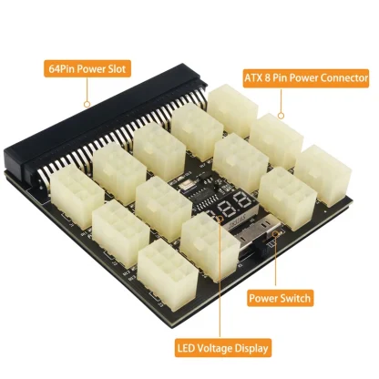 12V Power Board for HP 1200W/750W PSU - ATX 8Pin Breakout Board for Server GPU BTC Bitcoin Miner Mining Product Image #13184 With The Dimensions of 800 Width x 800 Height Pixels. The Product Is Located In The Category Names Computer & Office → Computer Cables & Connectors