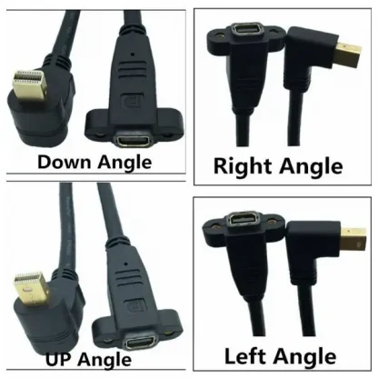 90-Degree Angled Mini DisplayPort Male to Female 4K Cable with Extend Screw Panel Mount Product Image #180 With The Dimensions of 600 Width x 600 Height Pixels. The Product Is Located In The Category Names Computer & Office → Computer Cables & Connectors
