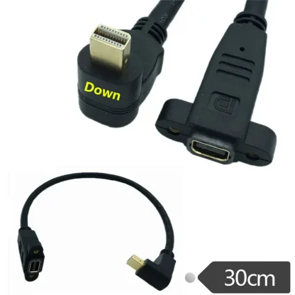 90-Degree Angled Mini DisplayPort Male to Female 4K Cable with Extend Screw Panel Mount Product Image #182 With The Dimensions of 800 Width x 800 Height Pixels. The Product Is Located In The Category Names Computer & Office → Computer Cables & Connectors