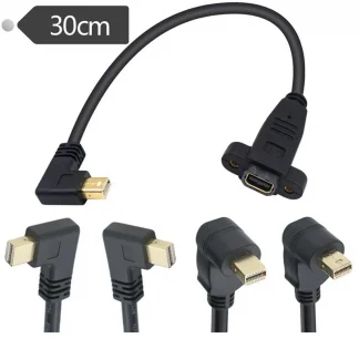 90-Degree Angled Mini DisplayPort Male to Female 4K Cable with Extend Screw Panel Mount Product Image #178 With The Dimensions of  Width x  Height Pixels. The Product Is Located In The Category Names Computer & Office → Computer Cables & Connectors