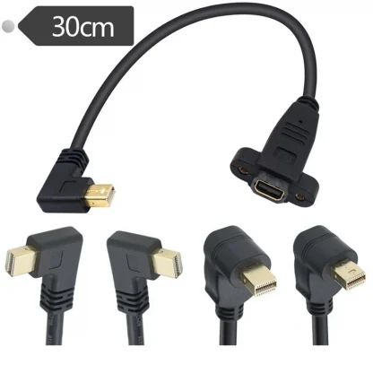 90-Degree Angled Mini DisplayPort Male to Female 4K Cable with Extend Screw Panel Mount Product Image #178 With The Dimensions of 800 Width x 800 Height Pixels. The Product Is Located In The Category Names Computer & Office → Computer Cables & Connectors
