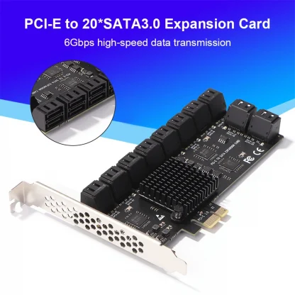 SA3112J PCIe Adapter - 20-Port PCI-Express X1 to SATA 3.0 Controller Expansion Card with 6Gbps High-Speed Mining Riser Product Image #20033 With The Dimensions of 1001 Width x 1001 Height Pixels. The Product Is Located In The Category Names Computer & Office → Computer Cables & Connectors