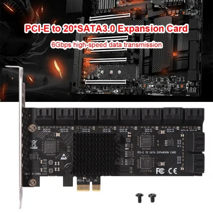 SA3112J PCIe Adapter - 20-Port PCI-Express X1 to SATA 3.0 Controller Expansion Card with 6Gbps High-Speed Mining Riser Product Image #20034 With The Dimensions of 1001 Width x 1001 Height Pixels. The Product Is Located In The Category Names Computer & Office → Computer Cables & Connectors