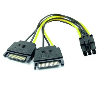 SATA Dual 15Pin M to PCI-e 6 Pin F Power Supply Cable - 6pin to SATA Y Splitter Adapter Product Image #25933 With The Dimensions of 800 Width x 800 Height Pixels. The Product Is Located In The Category Names Computer & Office → Computer Cables & Connectors