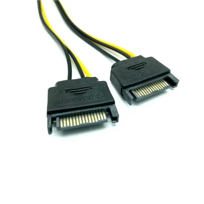 SATA Dual 15Pin M to PCI-e 6 Pin F Power Supply Cable - 6pin to SATA Y Splitter Adapter Product Image #25935 With The Dimensions of 800 Width x 800 Height Pixels. The Product Is Located In The Category Names Computer & Office → Computer Cables & Connectors