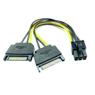 SATA Dual 15Pin M to PCI-e 6 Pin F Power Supply Cable - 6pin to SATA Y Splitter Adapter Product Image #25931 With The Dimensions of  Width x  Height Pixels. The Product Is Located In The Category Names Computer & Office → Servers
