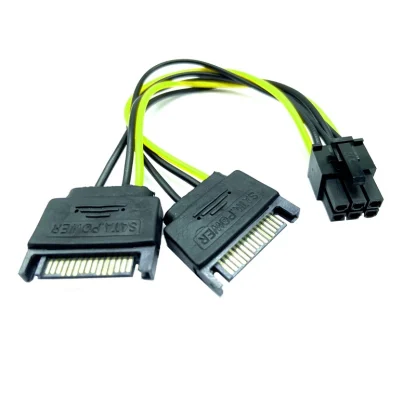 SATA Dual 15Pin M to PCI-e 6 Pin F Power Supply Cable - 6pin to SATA Y Splitter Adapter Product Image #25936 With The Dimensions of 800 Width x 800 Height Pixels. The Product Is Located In The Category Names Computer & Office → Computer Cables & Connectors
