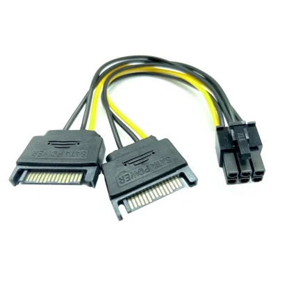 SATA Dual 15Pin M to PCI-e 6 Pin F Power Supply Cable - 6pin to SATA Y Splitter Adapter Product Image #25931 With The Dimensions of 800 Width x 800 Height Pixels. The Product Is Located In The Category Names Computer & Office → Computer Cables & Connectors