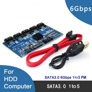 1 to 5 Port SATA3.0 Controller Card - 6Gbps Multiplier SATA Port Riser Adapter for HDD Product Image #21112 With The Dimensions of  Width x  Height Pixels. The Product Is Located In The Category Names Computer & Office → Computer Cables & Connectors