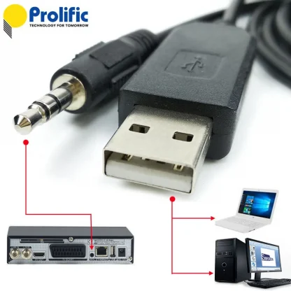 PL2303 USB-3.5mm Stereo RS232 Flash Cable for FreeSAT V8, GTMedia V7 V8 Upgrade Flashing Lead - Win11 Compatible Product Image #22051 With The Dimensions of 1000 Width x 1000 Height Pixels. The Product Is Located In The Category Names Computer & Office → Computer Cables & Connectors