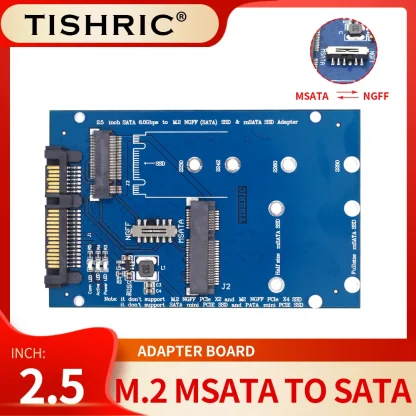 TISHRIC MSATA to SATA & M.2 SSD Adapter Board - 2.5 Inch Form Factor, 6Gbps Speed, Compatible with M.2 NGFF SATA and MSATA SSD for PC Product Image #23058 With The Dimensions of 1000 Width x 1000 Height Pixels. The Product Is Located In The Category Names Computer & Office → Computer Cables & Connectors