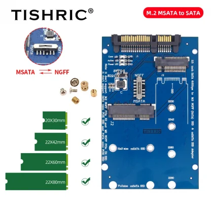 TISHRIC MSATA to SATA & M.2 SSD Adapter Board - 2.5 Inch Form Factor, 6Gbps Speed, Compatible with M.2 NGFF SATA and MSATA SSD for PC Product Image #23059 With The Dimensions of 1000 Width x 1000 Height Pixels. The Product Is Located In The Category Names Computer & Office → Computer Cables & Connectors