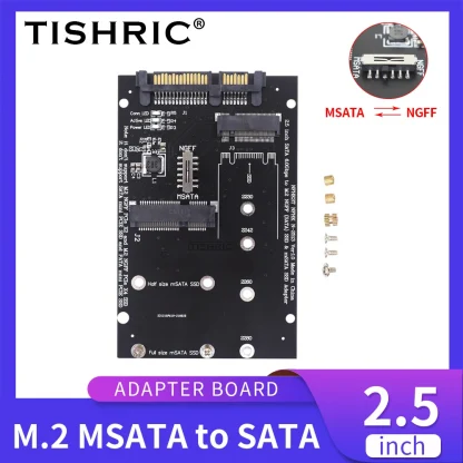 TISHRIC MSATA to SATA & M.2 SSD Adapter Board - 2.5 Inch Form Factor, 6Gbps Speed, Compatible with M.2 NGFF SATA and MSATA SSD for PC Product Image #23060 With The Dimensions of 1000 Width x 1000 Height Pixels. The Product Is Located In The Category Names Computer & Office → Computer Cables & Connectors