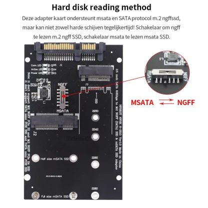 TISHRIC MSATA to SATA & M.2 SSD Adapter Board - 2.5 Inch Form Factor, 6Gbps Speed, Compatible with M.2 NGFF SATA and MSATA SSD for PC Product Image #23062 With The Dimensions of 1000 Width x 1000 Height Pixels. The Product Is Located In The Category Names Computer & Office → Computer Cables & Connectors