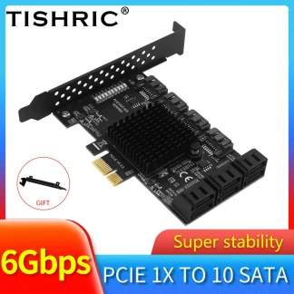 TISHRIC PCI-E SATA Controller Expansion Card - 6/8/10 Ports, ASM1166, PCI SATA3.0 Adapter Product Image #19982 With The Dimensions of  Width x  Height Pixels. The Product Is Located In The Category Names Computer & Office → Mini PC