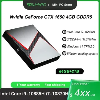 10th Gen Intel Core Gaming Mini PC: I9 10885H/I7-10870H, GTX1650 4G, Win11, DDR4, M.2 NVME, 4K HDMI DP Type-C Product Image #36626 With The Dimensions of  Width x  Height Pixels. The Product Is Located In The Category Names Computer & Office → Industrial Computer & Accessories