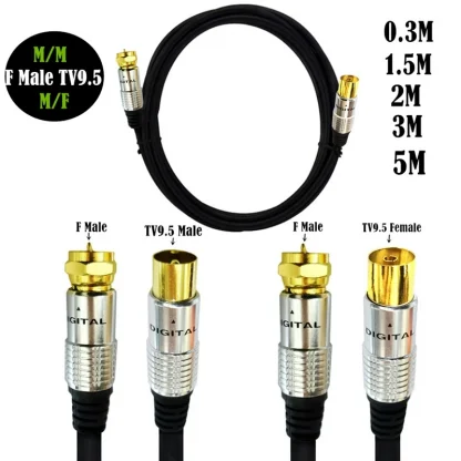 9.5mm Male to F Type Male & Female Coaxial TV Satellite Antenna Cable - Available in 0.3m, 1.5m, 2m, 3m, 5m Lengths Product Image #21828 With The Dimensions of 800 Width x 800 Height Pixels. The Product Is Located In The Category Names Computer & Office → Computer Cables & Connectors
