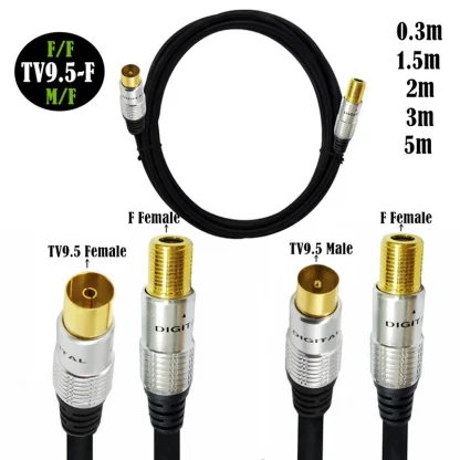 9.5mm Male to F Type Male & Female Coaxial TV Satellite Antenna Cable - Available in 0.3m, 1.5m, 2m, 3m, 5m Lengths Product Image #21830 With The Dimensions of 800 Width x 800 Height Pixels. The Product Is Located In The Category Names Computer & Office → Computer Cables & Connectors