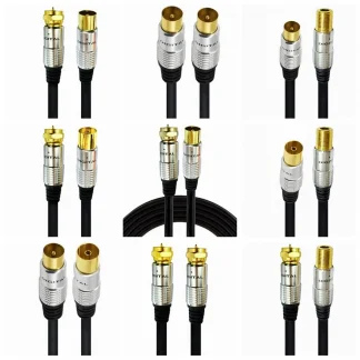 9.5mm Male to F Type Male & Female Coaxial TV Satellite Antenna Cable - Available in 0.3m, 1.5m, 2m, 3m, 5m Lengths Product Image #21826 With The Dimensions of  Width x  Height Pixels. The Product Is Located In The Category Names Computer & Office → Computer Cables & Connectors