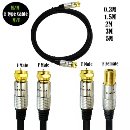 9.5mm Male to F Type Male & Female Coaxial TV Satellite Antenna Cable - Available in 0.3m, 1.5m, 2m, 3m, 5m Lengths Product Image #21831 With The Dimensions of 800 Width x 800 Height Pixels. The Product Is Located In The Category Names Computer & Office → Computer Cables & Connectors