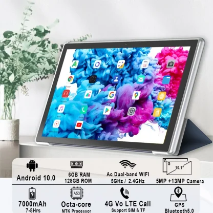10.1 Inch 5G WiFi Tablet with Keyboard - 6GB RAM, 128GB ROM (TF 512GB), Android 10.0, 7000mAh Battery, 5MP + 13MP Camera, 4G LTE, Google GMS Certified, GPS, Bluetooth, OTG (Gray) Product Image #24927 With The Dimensions of 1500 Width x 1500 Height Pixels. The Product Is Located In The Category Names Computer & Office → Tablets