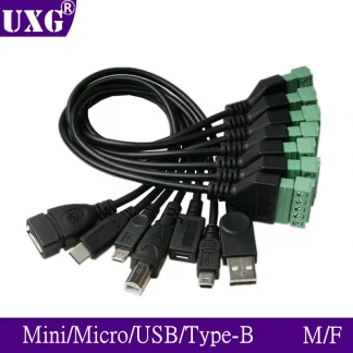 USB 2.0 Female B to Micro, Mini, Type-C Male Connector with Shield Terminal Bolt Screw - 5 Pin Female Adapter Cable (1ft) Product Image #6228 With The Dimensions of  Width x  Height Pixels. The Product Is Located In The Category Names Computer & Office → Computer Cables & Connectors