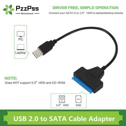 SATA to USB 2.0 Adapter Cable - Up to 6 Gbps, Support for 2.5 Inch External HDD SSD Hard Drive, 22 Pin SATA III Product Image #9890 With The Dimensions of 999 Width x 999 Height Pixels. The Product Is Located In The Category Names Computer & Office → Computer Cables & Connectors