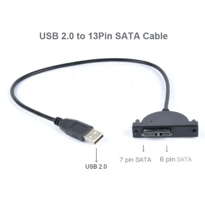 USB 2.0 to Mini SATA II Adapter Converter Cable for Laptop CD/DVD ROM Slimline Drive - 7+6 13Pin Product Image #11662 With The Dimensions of 1000 Width x 1000 Height Pixels. The Product Is Located In The Category Names Computer & Office → Computer Cables & Connectors