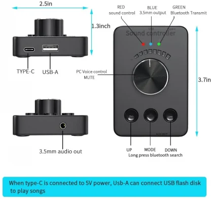 USB Volume Control Knob with Bluetooth Adapter & Transmitter for PC Speaker Audio - Compatible with Win7/8/10/11 Product Image #22979 With The Dimensions of 972 Width x 918 Height Pixels. The Product Is Located In The Category Names Computer & Office → Computer Peripherals → KVM Switches