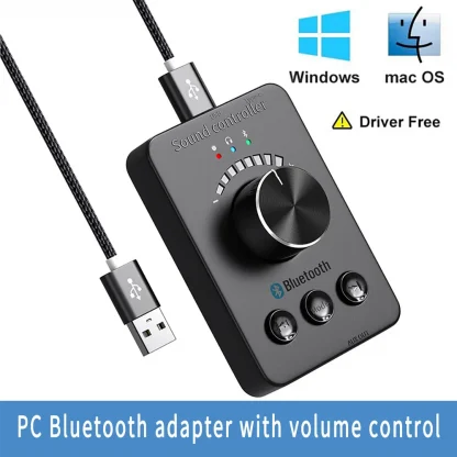 USB Volume Control Knob with Bluetooth Adapter & Transmitter for PC Speaker Audio - Compatible with Win7/8/10/11 Product Image #22975 With The Dimensions of 1000 Width x 1000 Height Pixels. The Product Is Located In The Category Names Computer & Office → Computer Peripherals → KVM Switches