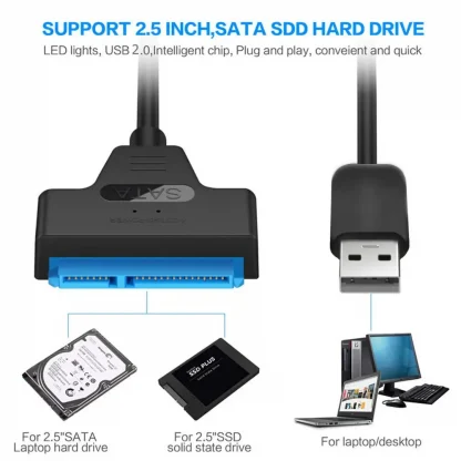 USB to SATA 22pin Cable Adapter for 2.5in HDD SSD - Converter Line for Hard Disk Drives and Solid State Drives Product Image #1427 With The Dimensions of 1001 Width x 1001 Height Pixels. The Product Is Located In The Category Names Computer & Office → Computer Cables & Connectors