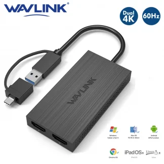 Wavlink USB 3.0 Dual HDMI 4K Video Graphic Adapter - USB C Display Adapter for Windows 7/8/8.1/10, Mac OS Product Image #10715 With The Dimensions of  Width x  Height Pixels. The Product Is Located In The Category Names Computer & Office → Computer Cables & Connectors
