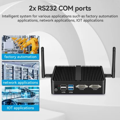 XCY Fanless Mini PC with Intel Celeron J4125, Dual GbE LAN, 2x RS-232 Serial Ports, 6x USB, Embedded IPC, WiFi, 4G LTE Support. Product Image #8066 With The Dimensions of 1000 Width x 1000 Height Pixels. The Product Is Located In The Category Names Computer & Office → Mini PC