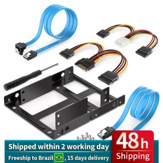 XT-XINTE 2.5" to 3.5" Dual Bay Metal HDD SSD Bracket with SATA Cables - Mounting Kit Adapter for Efficient Data Transfer and Power Support Product Image #332 With The Dimensions of  Width x  Height Pixels. The Product Is Located In The Category Names Computer & Office → Computer Cables & Connectors