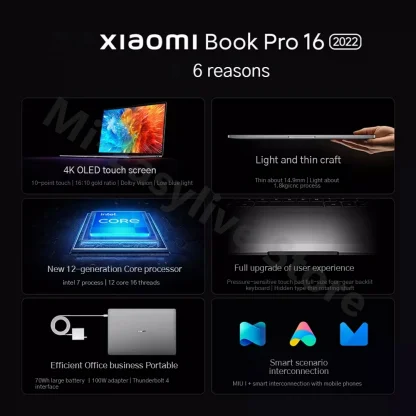 Xiaomi Book Pro 16 2022 Laptop with Intel Core i7/i5, 16-Inch 4K OLED Touch Screen, 16GB RAM, 512GB Storage, Thunderbolt 4 Product Image #26598 With The Dimensions of 1080 Width x 1080 Height Pixels. The Product Is Located In The Category Names Computer & Office → Laptops