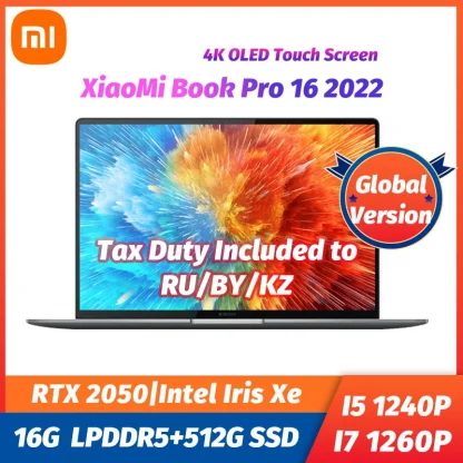 Xiaomi Book Pro 16 2022 Laptop with Intel Core i7/i5, 16-Inch 4K OLED Touch Screen, 16GB RAM, 512GB Storage, Thunderbolt 4 Product Image #26594 With The Dimensions of 800 Width x 800 Height Pixels. The Product Is Located In The Category Names Computer & Office → Laptops