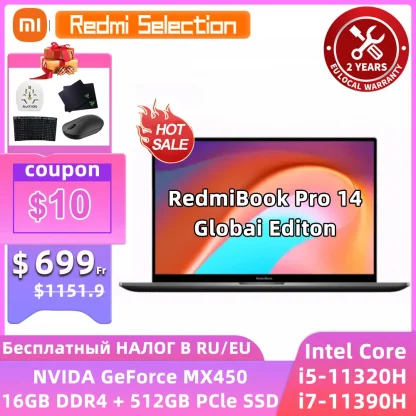 Xiaomi RedmiBook Pro 14 - Intel MX450, i5-11320H/i7-11390H, 16GB DDR4, 512GB PCIe SSD, Global Version, Win10 Notebook PC. Product Image #9035 With The Dimensions of 1000 Width x 1000 Height Pixels. The Product Is Located In The Category Names Computer & Office → Laptops