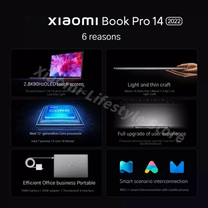 Xiaomi Mi Book 14 2022 Laptop with Intel Core i7-1260P/i5-1240P, RTX2050/MX550/Iris Xe Graphics, 14" OLED 2.8K Screen Product Image #26607 With The Dimensions of 1080 Width x 1080 Height Pixels. The Product Is Located In The Category Names Computer & Office → Laptops