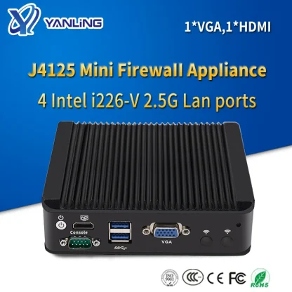 Yanling J4125 Quad Core Fanless Mini PC with 4 Intel I226 2.5G Lan Ports - Compact Firewall Router Appliance Product Image #24382 With The Dimensions of 800 Width x 800 Height Pixels. The Product Is Located In The Category Names Computer & Office → Mini PC